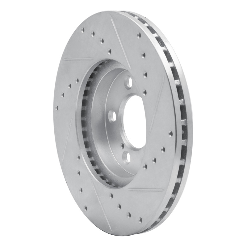 Ford Thunderbird Brake Rotor (1) - Front Left - R1 Concepts - Drilled & Slotted - Silver - `93-`07